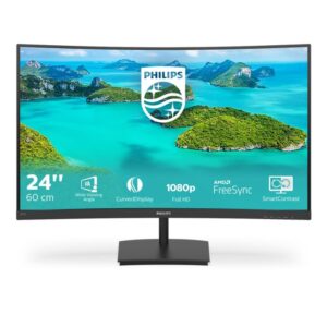 Philips 241E1SCA VA Curved Monitor 23.6" FHD 1920x1080 με Χρόνο Απόκρισης 4ms GTG - έως 60 δόσεις