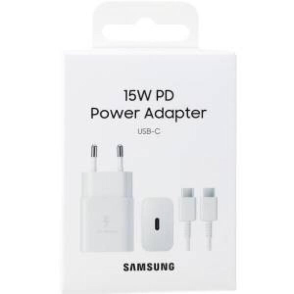 Samsung Φορτιστής με Θύρα USB-C και Καλώδιο USB-C 15W Power Delivery Λευκός