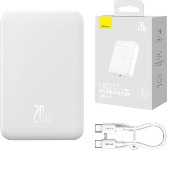 Baseus Mini Power Bank 20000mAh 20W με Θύρα USB-C Power Delivery Λευκό