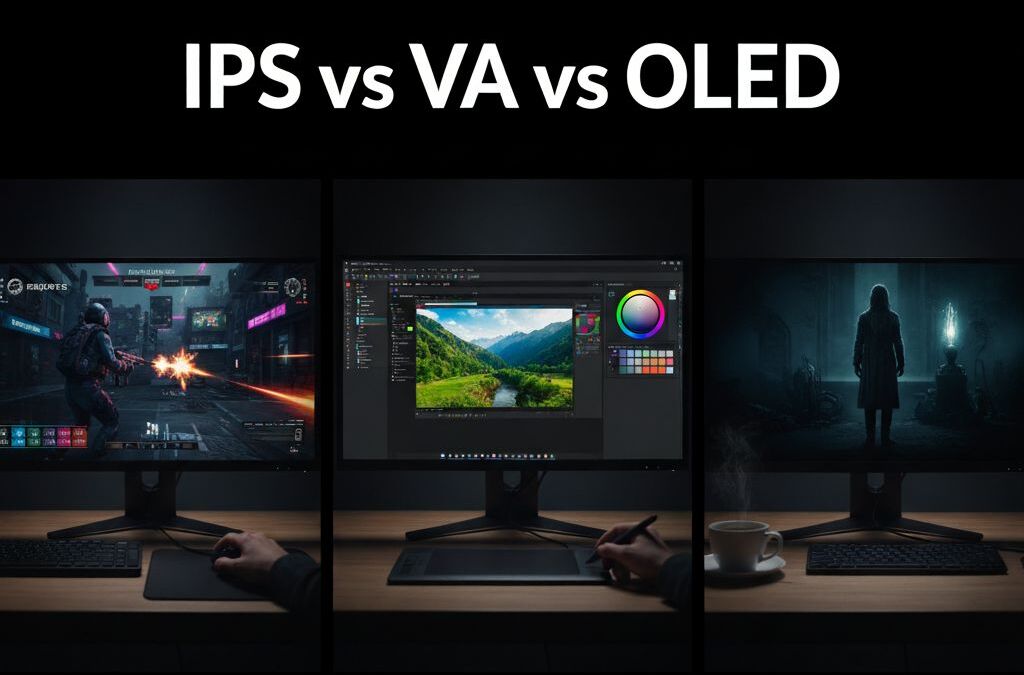 Σύγκριση Monitors IPS VA OLED Gaming Εργασία Think Screen