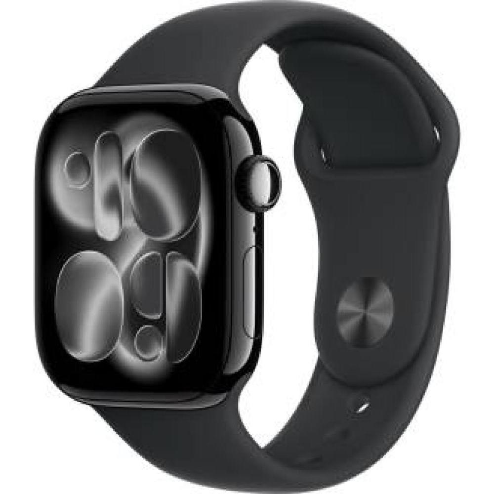 Apple Watch Series 11 Aluminium 42mm Αδιάβροχο με Παλμογράφο (Jet Black Aluminium Case with Black Sport Band - M/L)